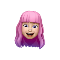 Memoji of a woman with long pink hair