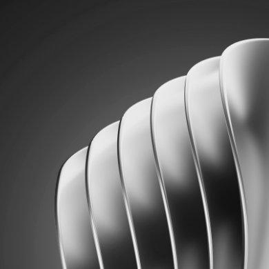 Abstract objects made from brushed aluminium