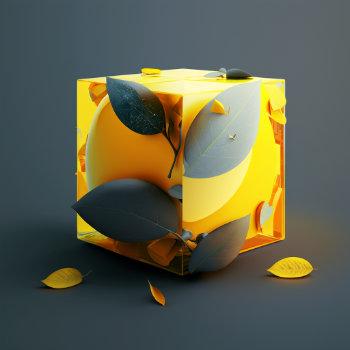 A cube formed lemon in cinematic lighting.